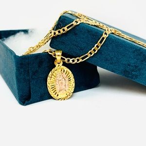 18K Gold Filled Virgen de Guadalupe Pendant 20x13mm / Guadalupe Necklace 18"